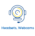 Zu den Headsets, Webcams