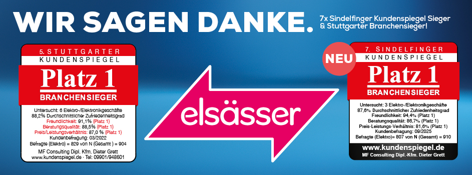 Wir sagen Danke! 7x Sindelfinger Kundenspiegel Sieger & Stuttgarter Branchensieger!