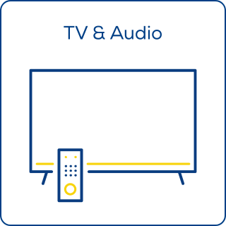 Bannerlink zu unserer TV & Audio Kategorie mit passendem Fernseher