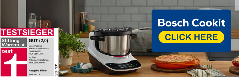 weiße Bosch Cookit Maschine mit Stiftung Warentest Auszeichnung 