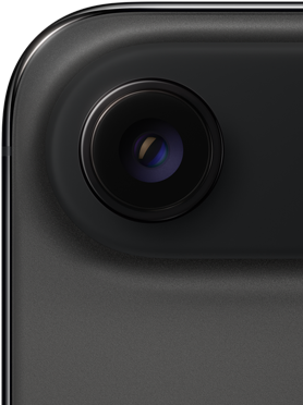 iPhone Air, Rückseite, Farbe Space Black, obere gerundete Ecke, Fusion Kamera-System mit einem Objektiv