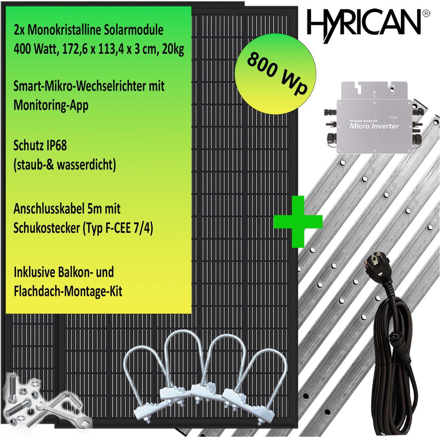 Hyrican Balkonkraftwerk Montage-Kit 800WP