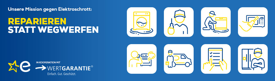 Grafik mit verschiedenen Icons zu Reparaturservices für Elektrogeräte