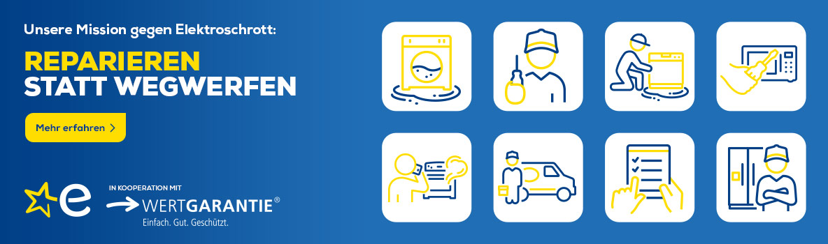 Grafik mit verschiedenen Icons zu Reparaturservices für Elektrogeräte