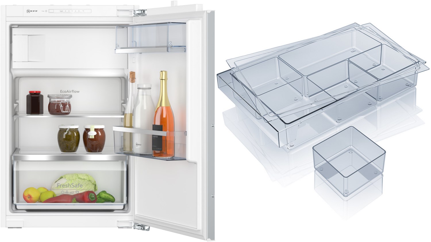KMK88GF1 Einbau-Kühlschrank mit Gefrierfach bestehend aus KI2222FE0 + KS1870Z0 weiß / E