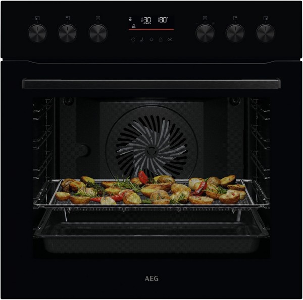 OU5PE40AK Einbau Elektro-Herd schwarz, 71 l, Pizza-Stufe, schnelles Vorheizen, Heißluftgrill, 59,5 cm breit, A+, Serie 5000