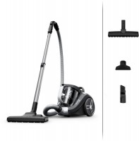 RO4B36 Compact Power XXL Beutelloser Bodenstaubsauger dunkelgrau, 8,8 m Reichweite, Parkett-Bürste