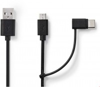 2in1 Sync & Charge USB Kabel (1m) schwarz