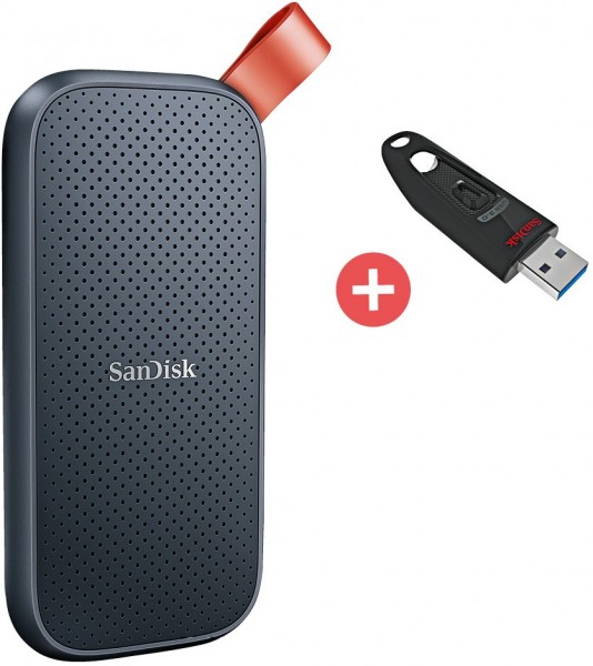 Portable SSD-Festplatte (1TB) + Dein Geschenk: SanDisk Ultra USB 3.0 (64GB) Speicherstick