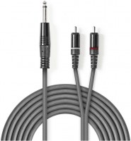 COTH23300GY30 Stereo-Kabel (3m) 6,35 mm Stecker>2x Cinch-Stecker grau