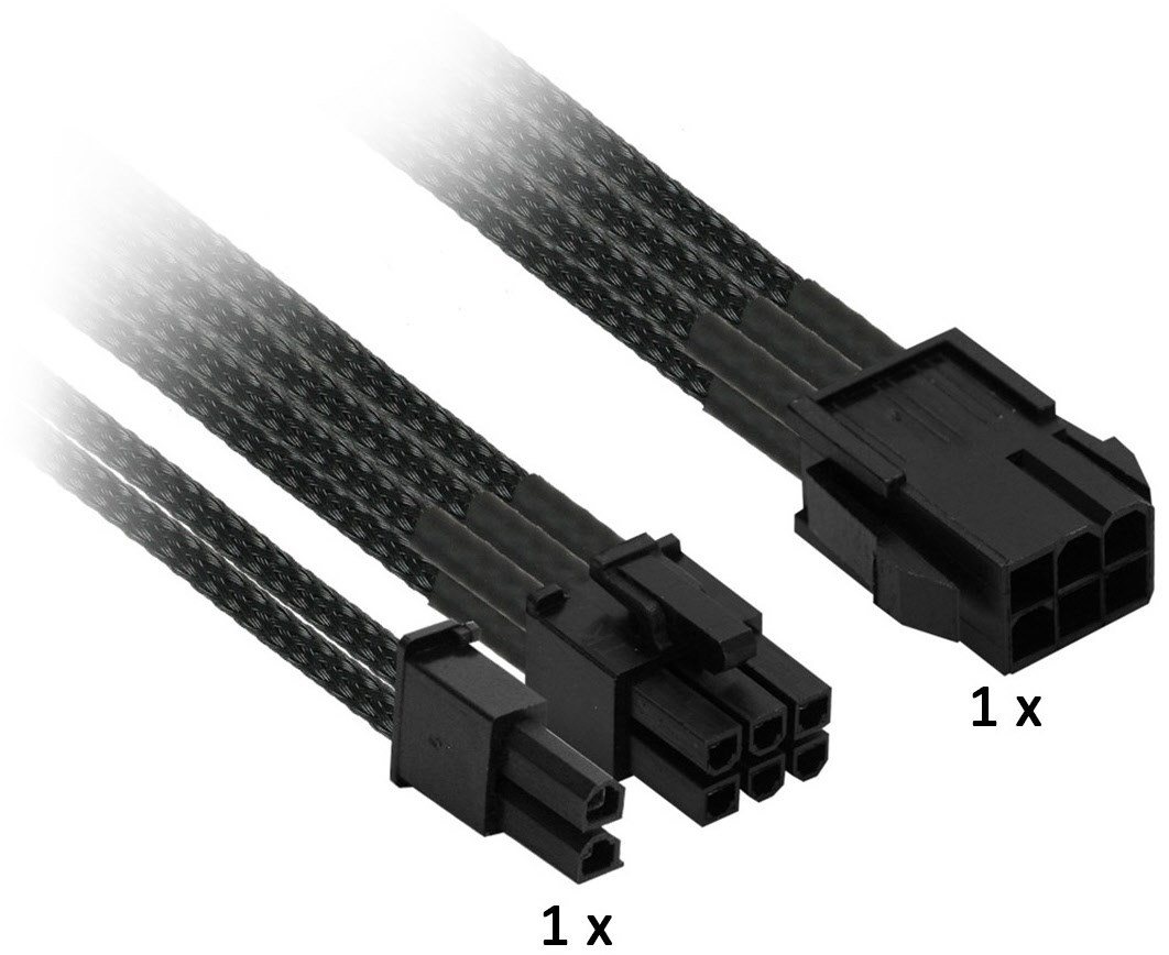 6-Pin > 6+2-Pin PCI-E Single (0,3m) schwarz