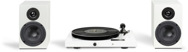 Juke Box E1 + Speaker Box 5 E Hifi-System (inkl. Ortofon OM5e Tonabenehmer) hochglanz weiß