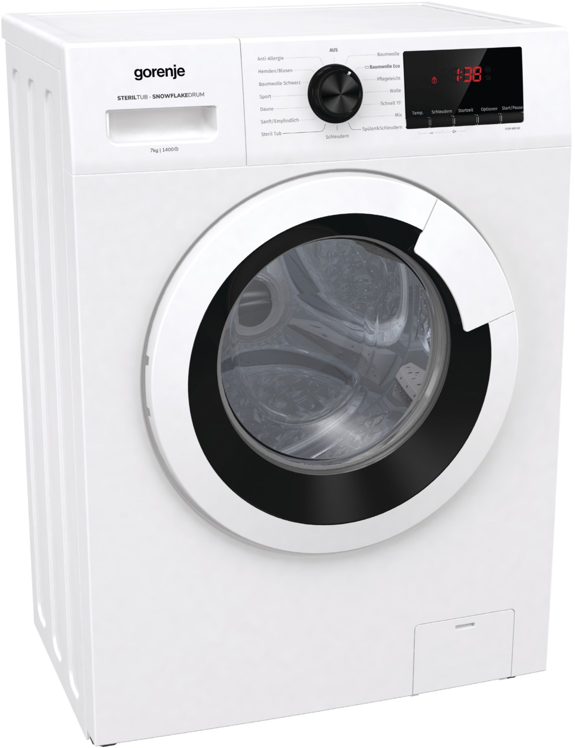 WHE 74S3P Stand-Waschmaschine-Frontlader weiß / D