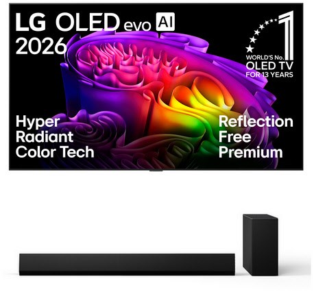 OLED48C68LA 121 cm (48") OLED evo AI TV inkl. DSC9S.DDEULLM Soundbar + Subwoofer, 4K Ultra HD, Smart-TV, HDR-Wiedergabe, 120 Hz, DVB-T2/DVB-C/DVB-S2