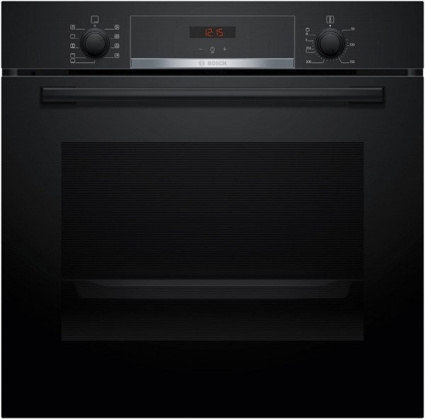 HBA514BB3 Einbaubackofen schwarz, 71 l, Pizza-Stufe, schnelles Vorheizen, 59,4 cm breit, A+