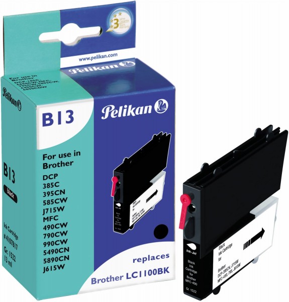 B13 Tintenpatrone ersetzt Brother LC1100BK schwarz
