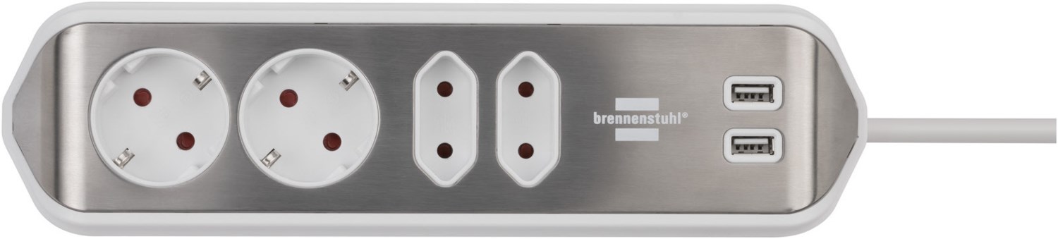 Ecksteckdosenleiste 4-fach estilo ohne Schalter weiß