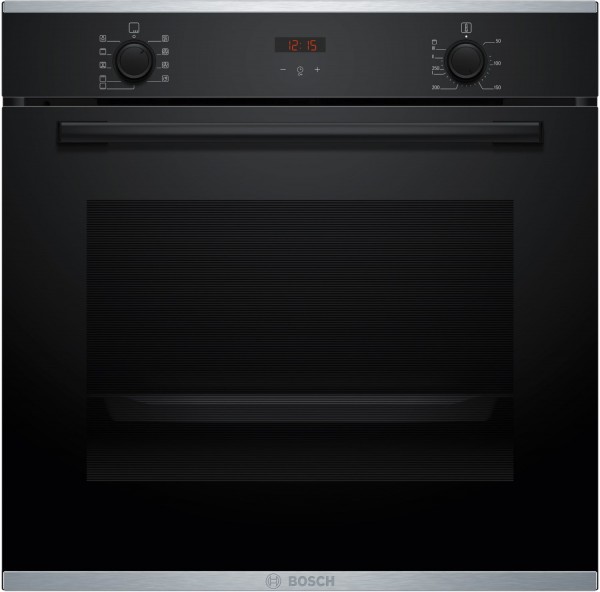 HBA234BB3 Einbaubackofen schwarz, 71 l, Pizza-Stufe, schnelles Vorheizen, Rückwand katalytisch beschichtet, 59,4 cm breit, A+
