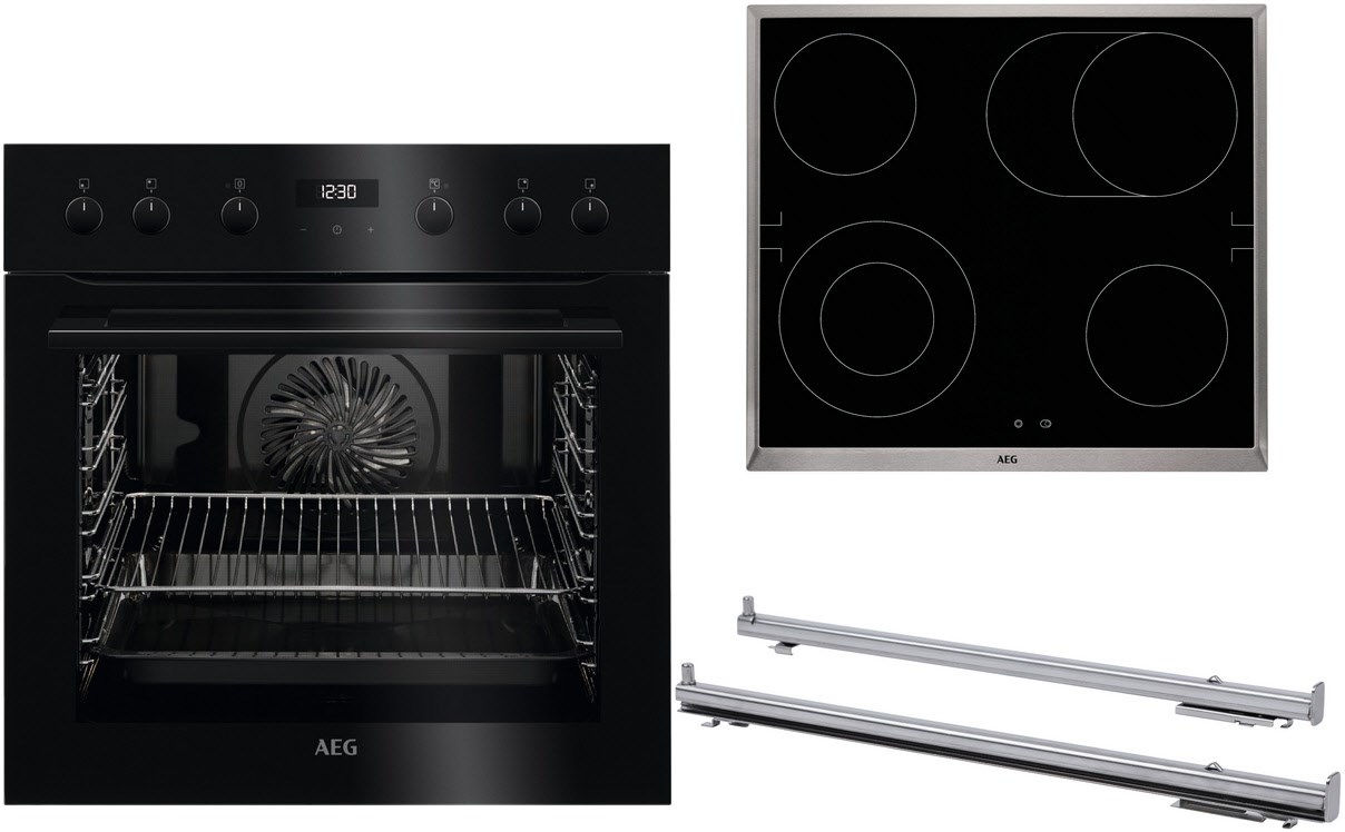 Image of Kombi 4024S Herdset bestehend aus EES435020B+HE604062XB+TR1LFV schwarz + edelstahl