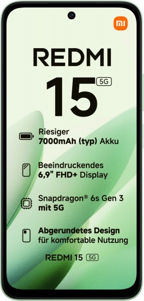 Xiaomi Redmi 15 5G (8GB+256GB) Smartphone ripple green | EURONICS