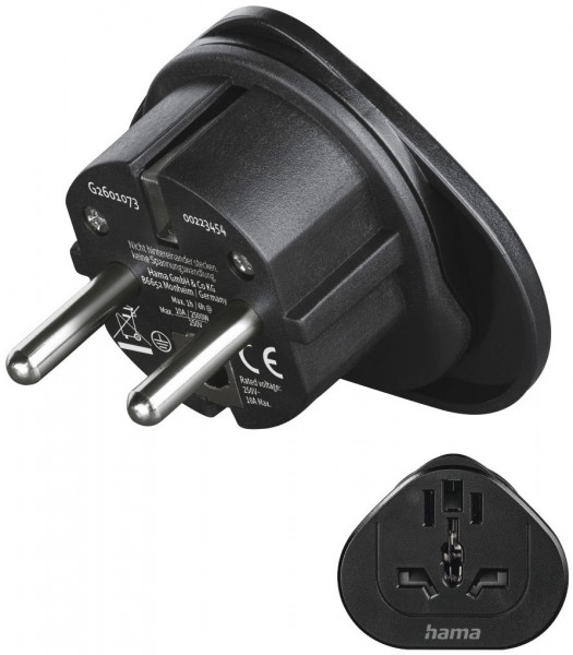 Reiseadapter (Welt>Europa) schwarz