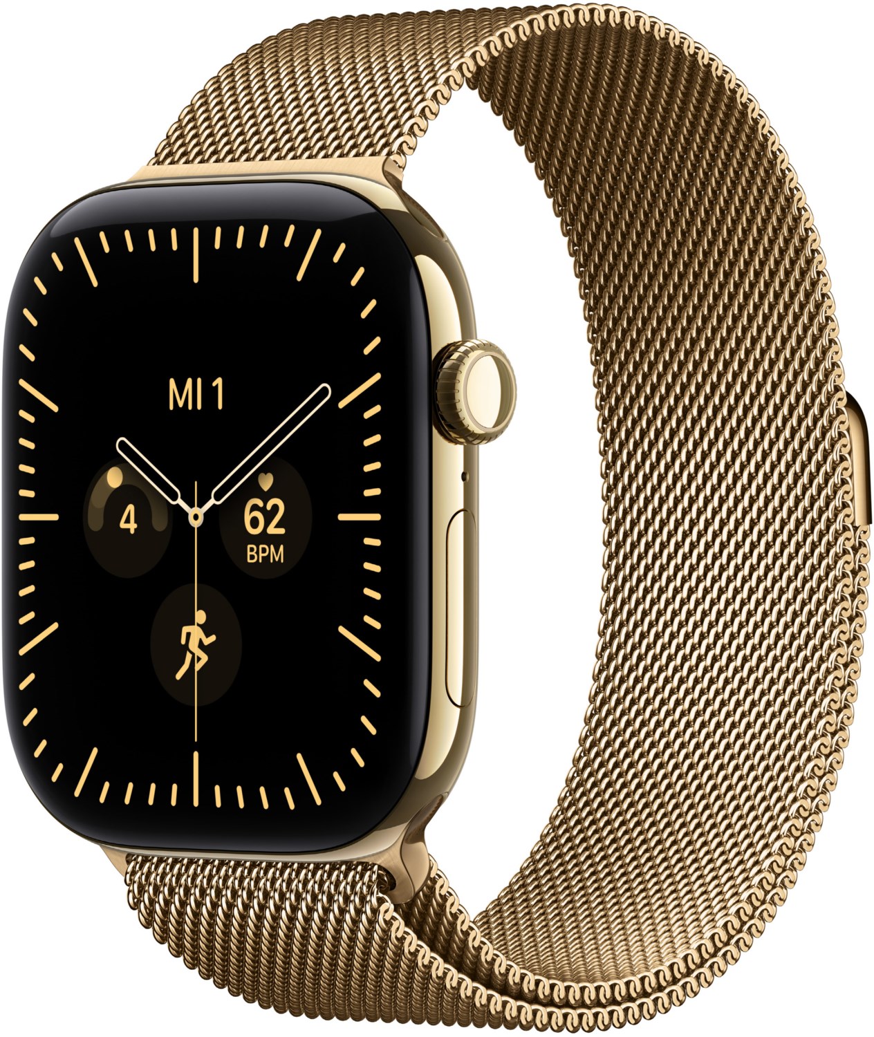 Apple Watch Series 12 (46mm) GPS+5G Smartwatch Titan mit Milanaise Armband S/M brilliantgold/brilliantgold