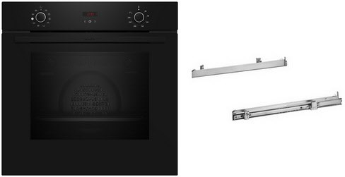 BLE110KBS Backofen mit Dampfunterstützung bestehend aus B1CVD0AK3 + Z11TI15X0 schwarz, 71 l, Pizza-Stufe, schnelles Vorheizen, Heißluftgrill