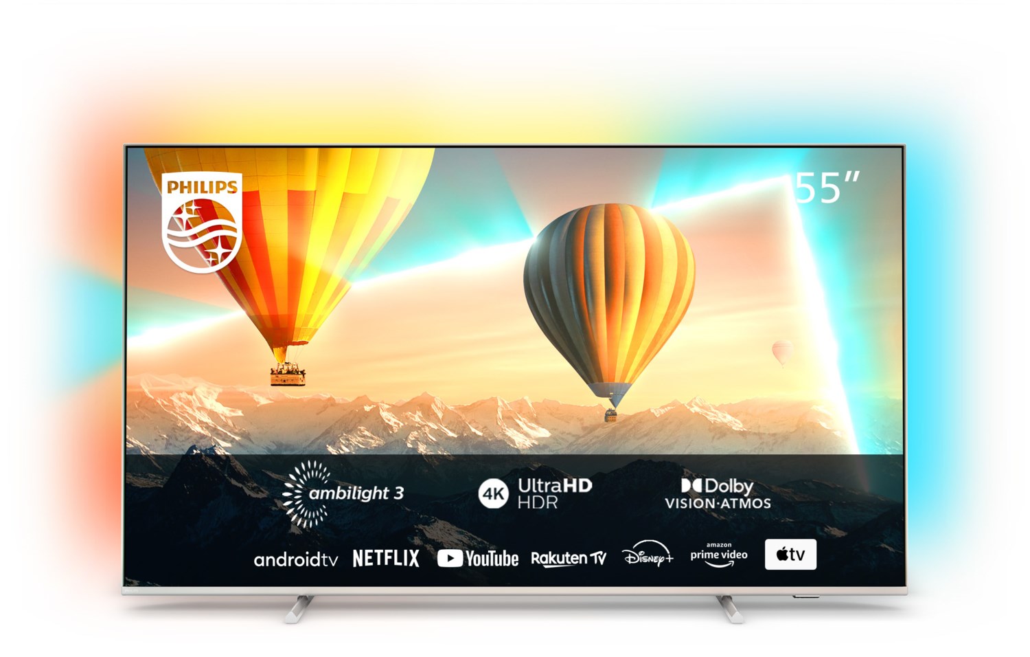 55PUS8057/12 139 cm (55") LCD-TV mit LED-Technik hellsilber, 4K Ultra HD, Smart-TV, DVB-C/DVB-S2/DVB-T2 HD, Sprachsteuerung