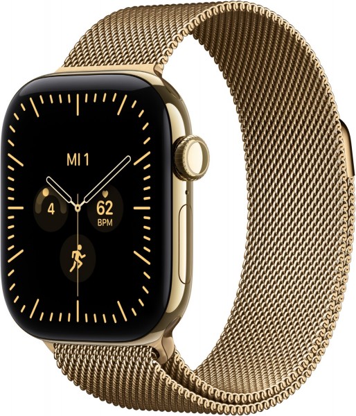 Apple Watch Series 12 (42mm) GPS+5G Smartwatch Titan mit Milanaise Armband brilliantgold/brilliantgold