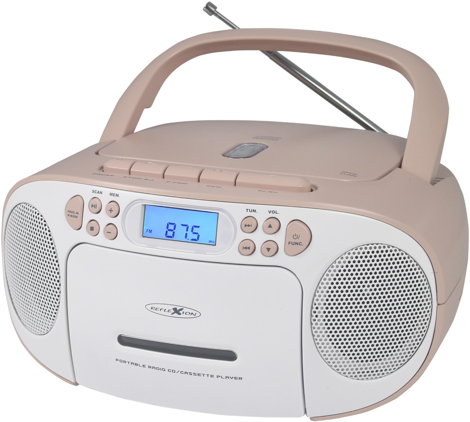 RCR2260 Radio-Rekorder mit CD + Kassette weiß/pink