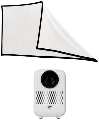 Image of CC180W Mini Beamer Set mit Leinwand weiß