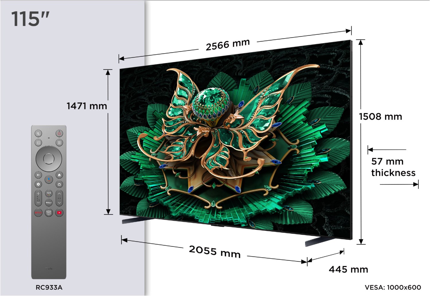 115C7K 291 cm (115") QD-Mini LED TV brushed metal