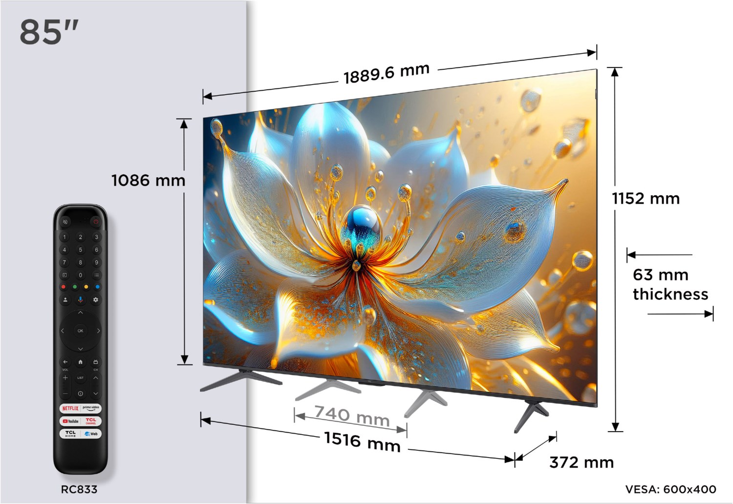 85P89K 215 cm (85") QLED-TV brushed metal