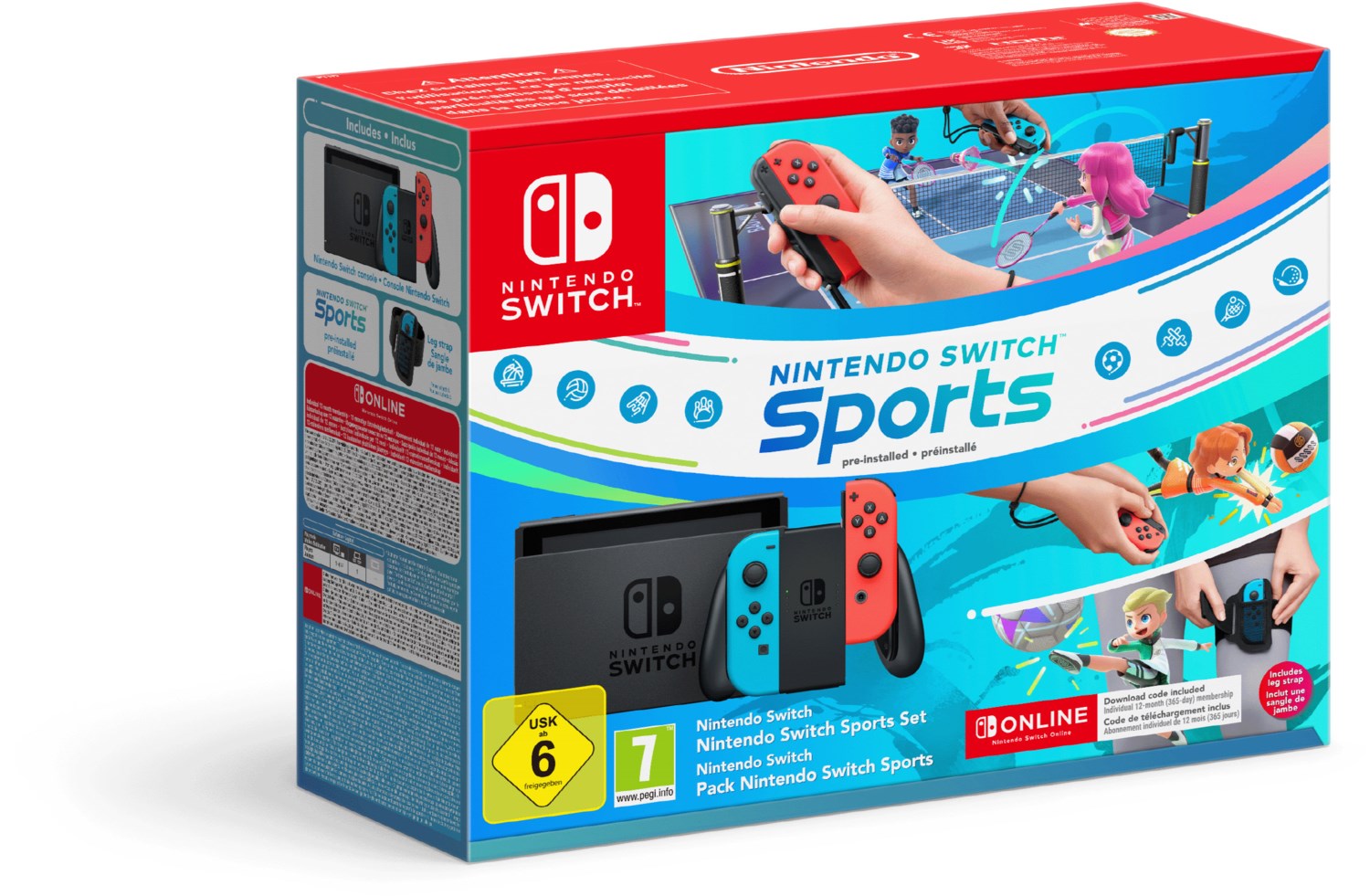 Image of Nintendo Switch Konsole 32GB Grau, Neonblau, Neonrot inkl. Switch Sports + Gurt, inkl. 12 Monate Swi