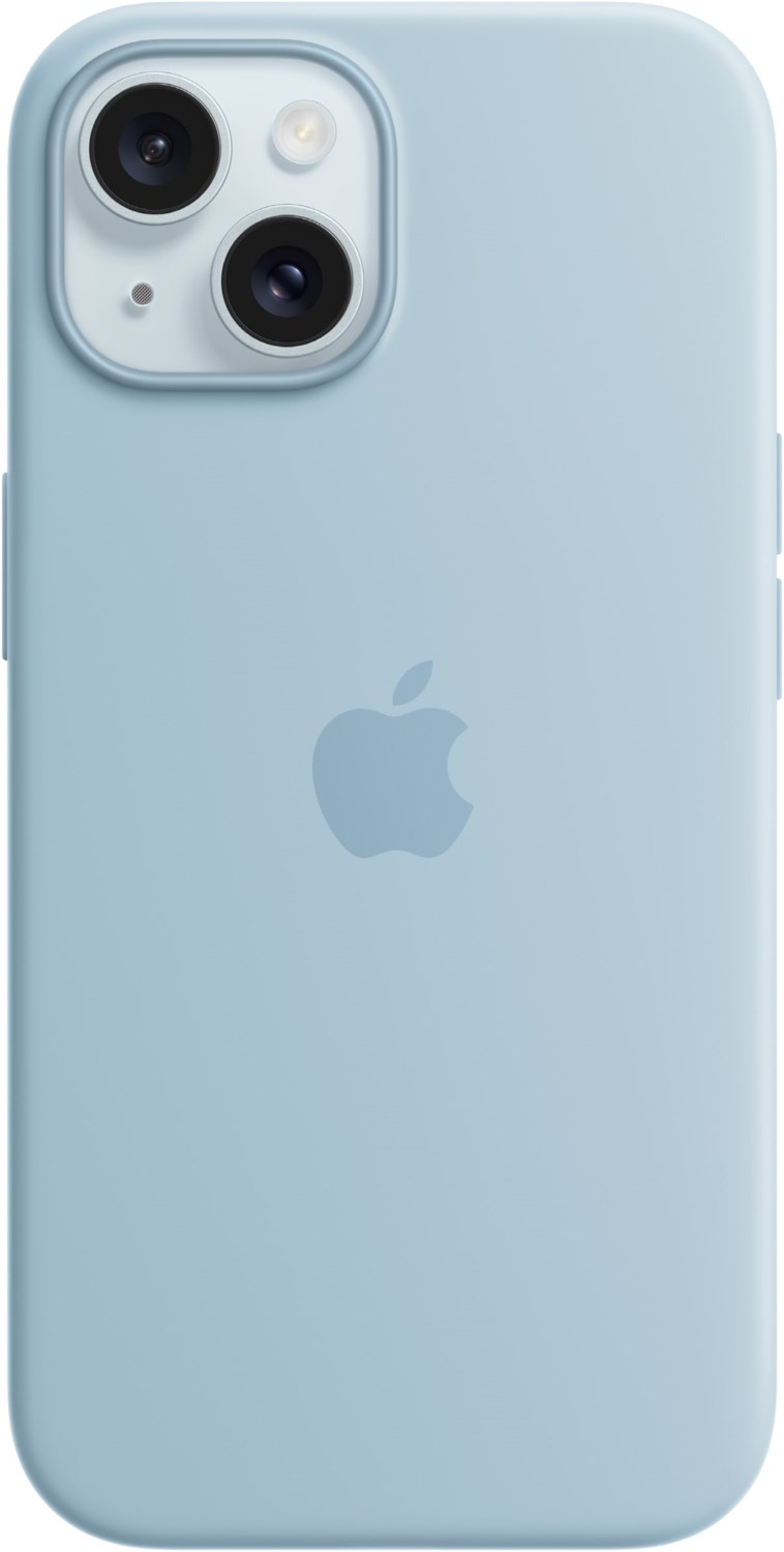 Silikon Case mit MagSafe für iPhone 15 hellblau