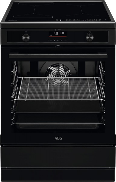 CIB6499APB Stand-Elektroherd mit Induktionsfeld matt schwarz, 73 l, Pizza-Stufe, schnelles Vorheizen, Heißluftgrill, pyrolytische Selbstreinigung