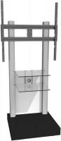 Monte Visolo 3 XL rollbarer TV-Bodenständer mit 2 Zwischenböden schwarzlack/klarglas
