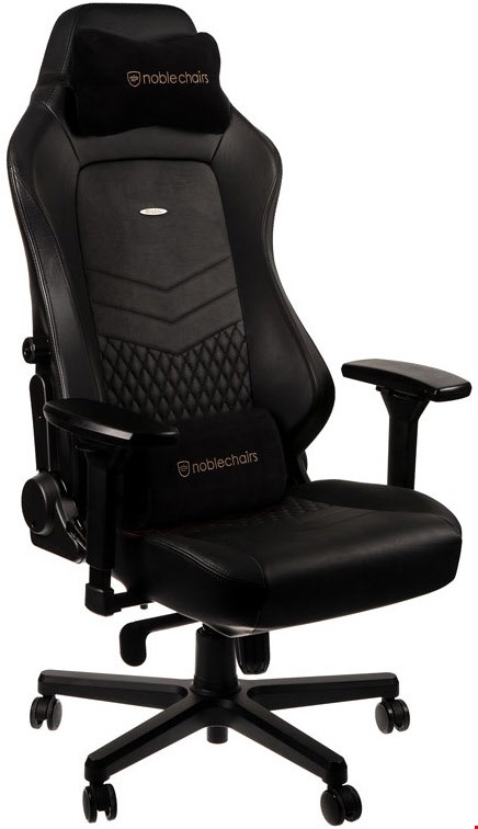 Image of HERO Echtleder Büro/Gaming Stuhl schwarz/schwarz