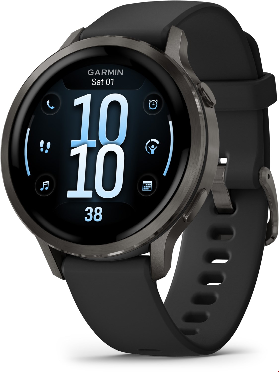 Image of Venu® 4 (41mm) Fitness-Smartwatch mit Silikon-Armband (18mm) schwarz/schiefergrau