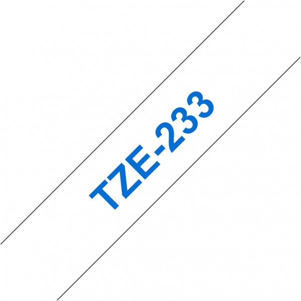 TZe 233 12mm (8m) Schriftband blau/weiß