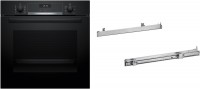 HBA517GS3 Einbaubackofen bestehend aus HBG537BB3 + HEZ538000 schwarz, 71 l, Pizza-Stufe, schnelles Vorheizen, Rückwand katalytisch beschichtet