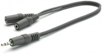 B46/12 01 Klinkenkupplung (0,2m) 3,5mm Stecker <-> 2x 3,5mm Kupplung