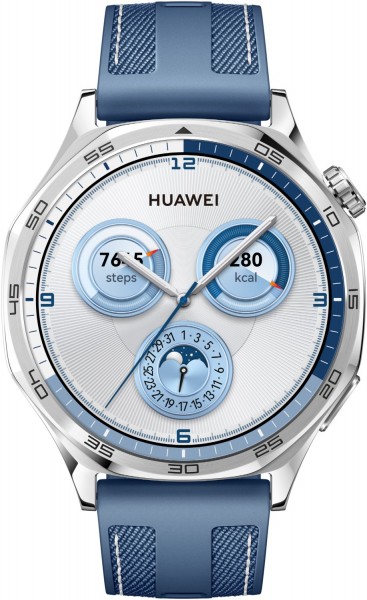 Watch GT5 (46mm) Smartwatch blaues Gewebearmband silber