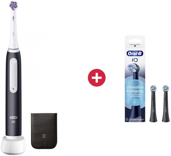 iO White Clean Black Elektrische Zahnbürste + Dein Geschenk: Oral-B iO Ultimative Reinigung (2er) Aufsteckbürste schwarz