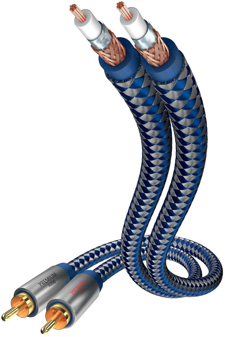 Premium Audiokabel (3,0m) Cinchkabel blau/silber