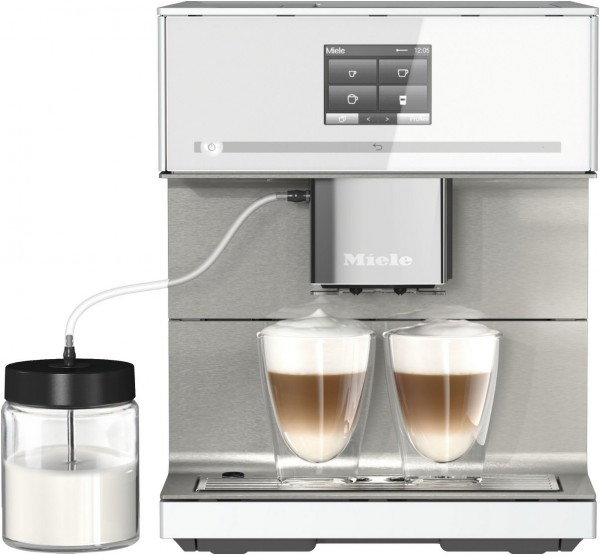 CM 7550 Kaffee-Vollautomat brillantweiß, Milchbehälter, Latte Macchiato/Cappuccino/Milchkaffee, Stahl-Kegel-Mahlwerk, 2,2 l, Apps ladbar
