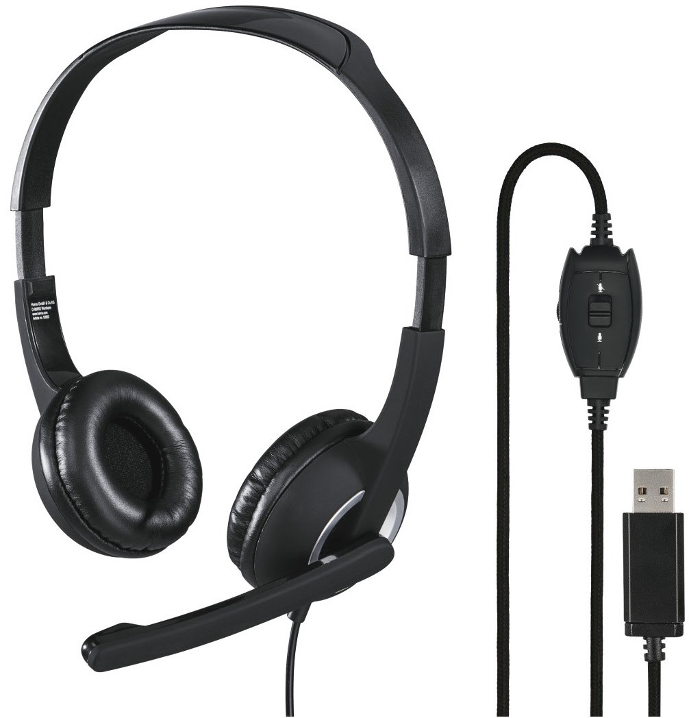 Hama HS USB250 PC Headset 00139928 schwarz silber  - Onlineshop EURONICS