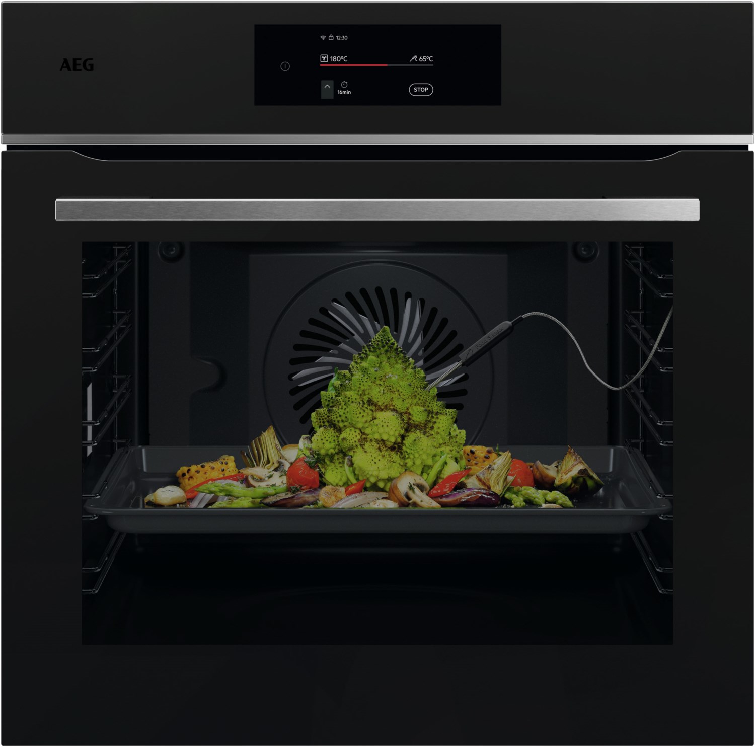 TE8PB73ZAT Einbaubackofen matt black, 71 l, Pizza-Stufe, Dörren, schnelles Vorheizen, Heißluftgrill, Hefeteig-Gärstufe, WLAN