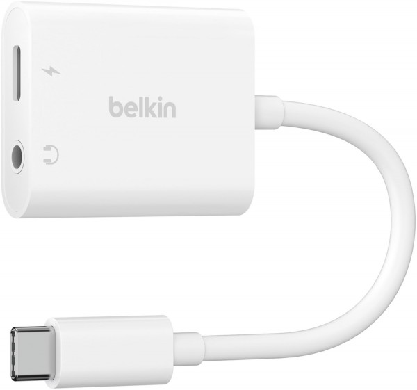 RockStar 3,5mm Audio- und USB-C Ladeadapter weiß