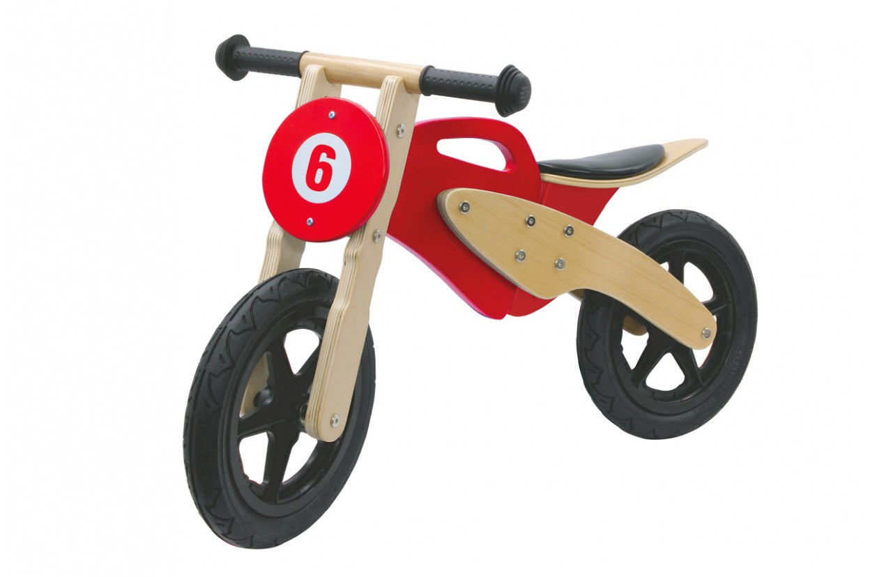 Holz-Laufrad Moto rot